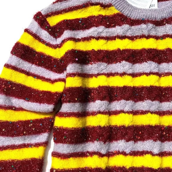 NWT Ashish Mohair Striped Pullover Sweater Sparkle-Knit Sequins Lurex Size Small - Picture 4 of 7